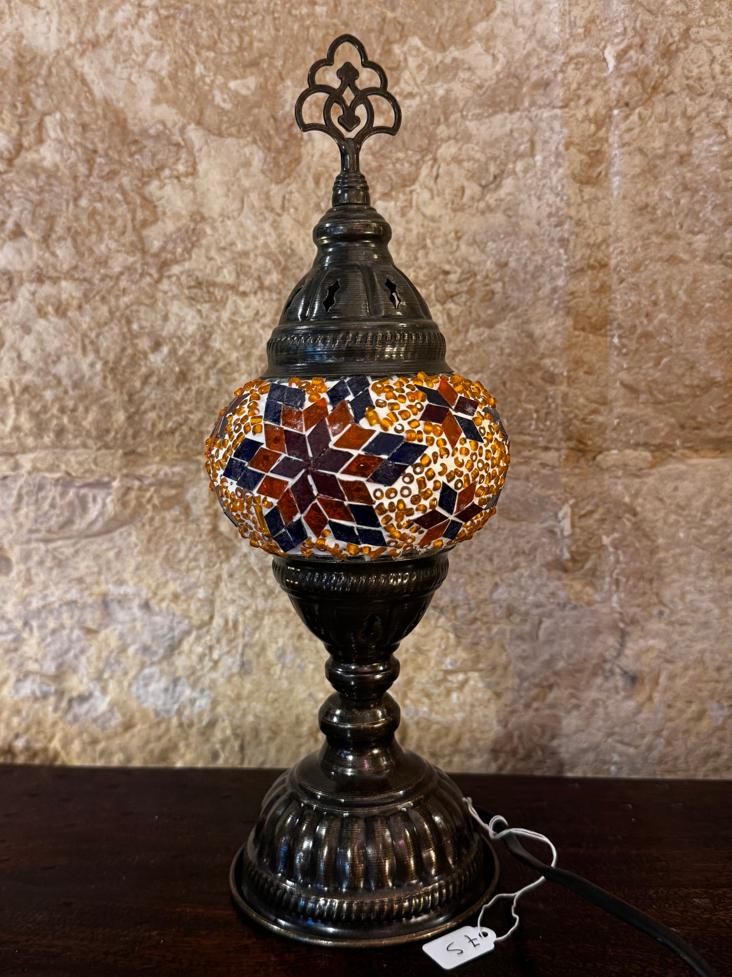 Turkish mosaic glass lampshade lamp, ethnic furniture 7S