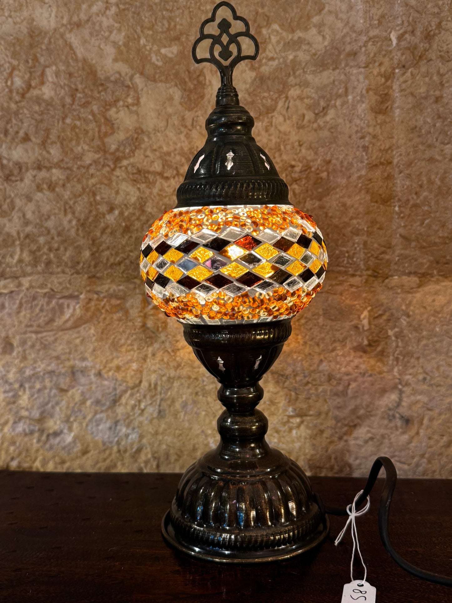 Türkische Mosaikglas-Lampenschirmlampe, ethnische Möbel 8S