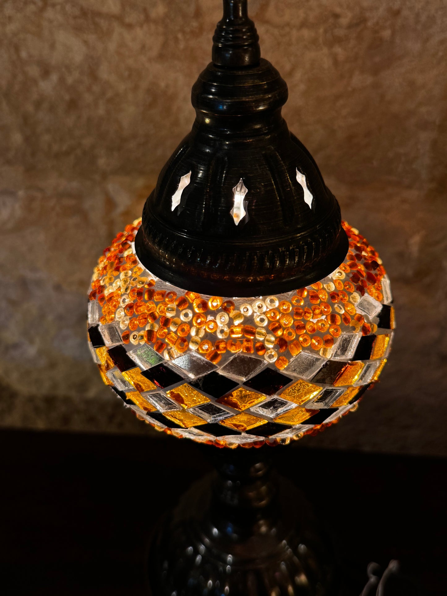 Türkische Mosaikglas-Lampenschirmlampe, ethnische Möbel 8S