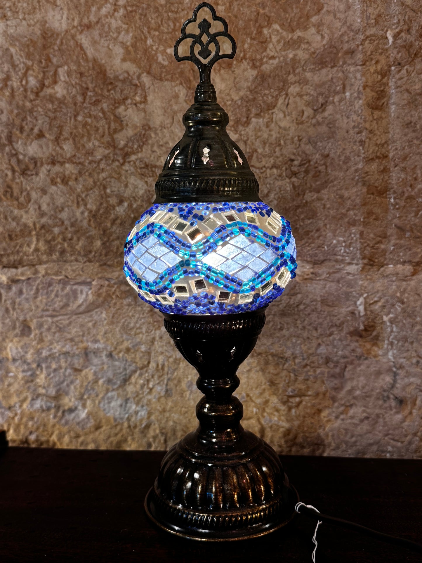 Turkish mosaic glass lampshade lamp, ethnic furniture 9S