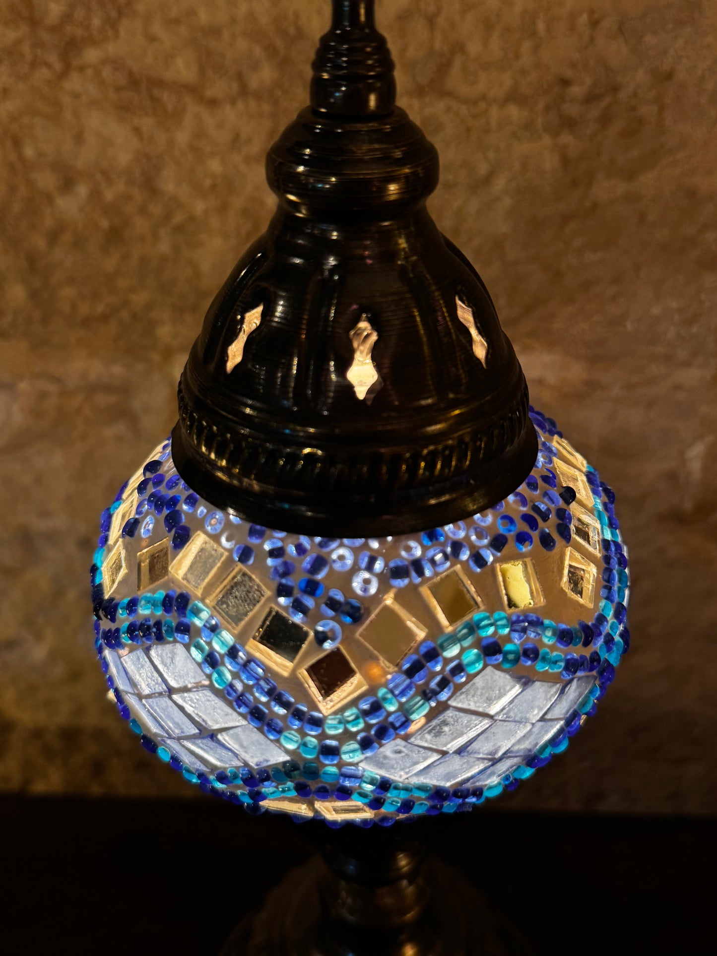 Turkish mosaic glass lampshade lamp, ethnic furniture 9S