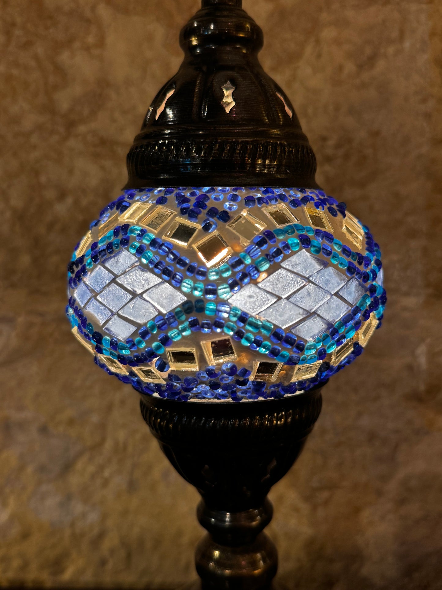 Turkish mosaic glass lampshade lamp, ethnic furniture 9S