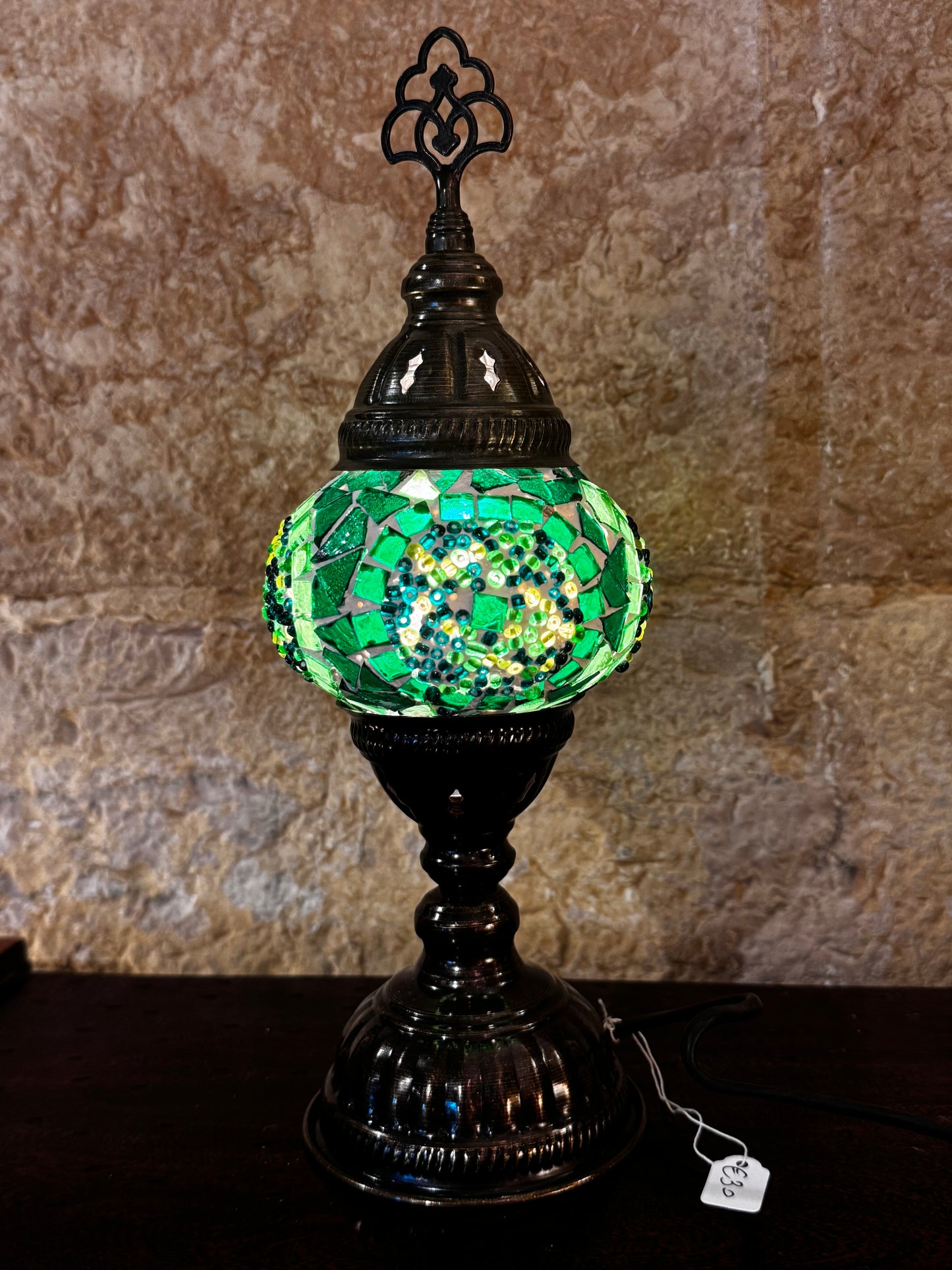 Türkische Mosaikglas-Lampenschirmlampe, ethnische Möbel 10S