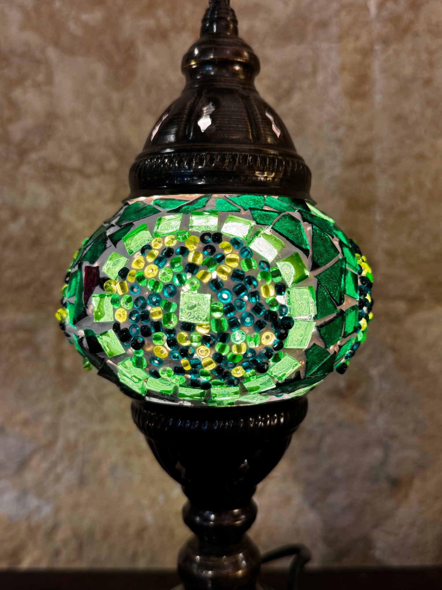 Türkische Mosaikglas-Lampenschirmlampe, ethnische Möbel 10S