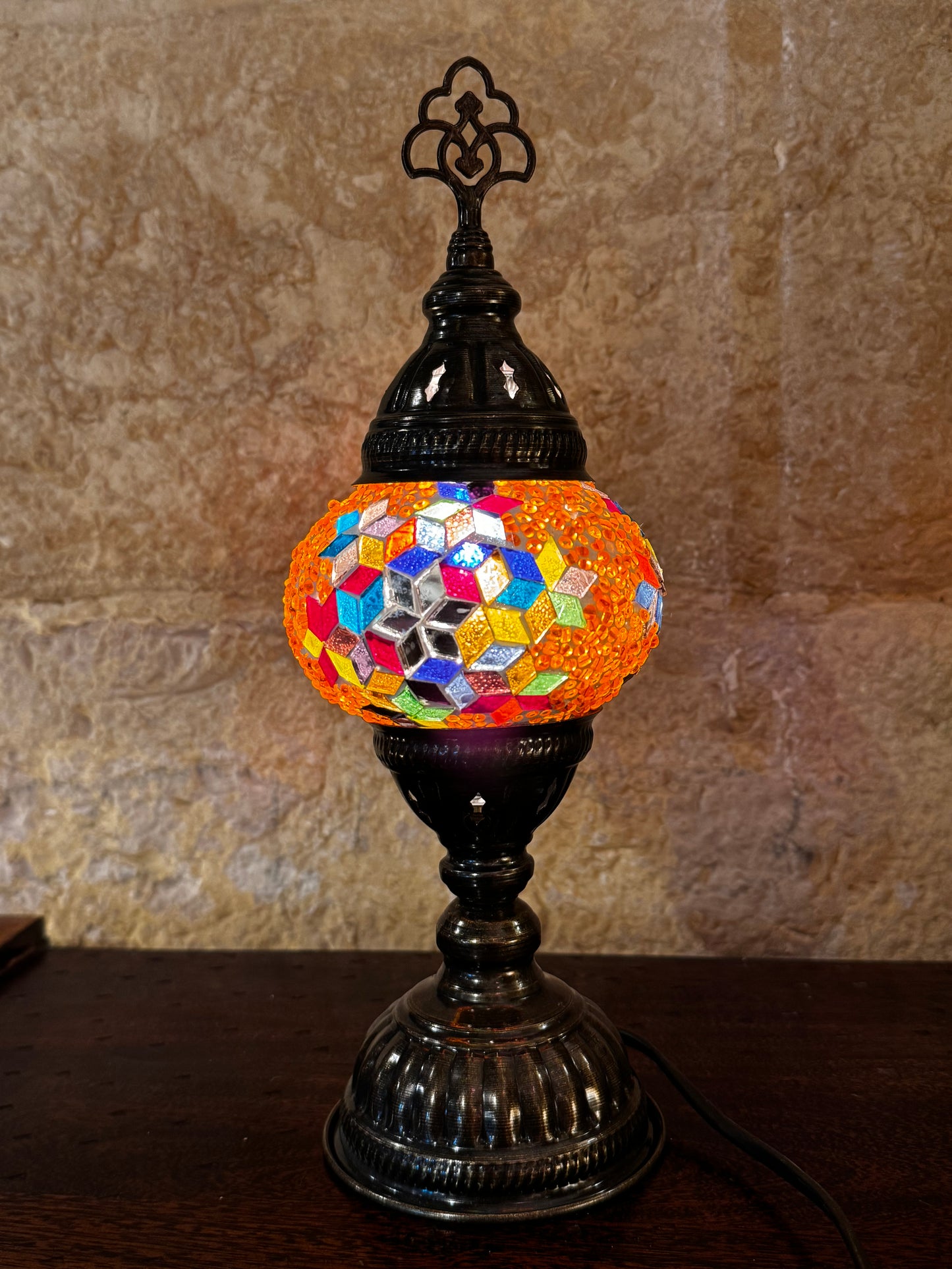 Turkish mosaic glass lampshade lamp, ethnic furniture 12S