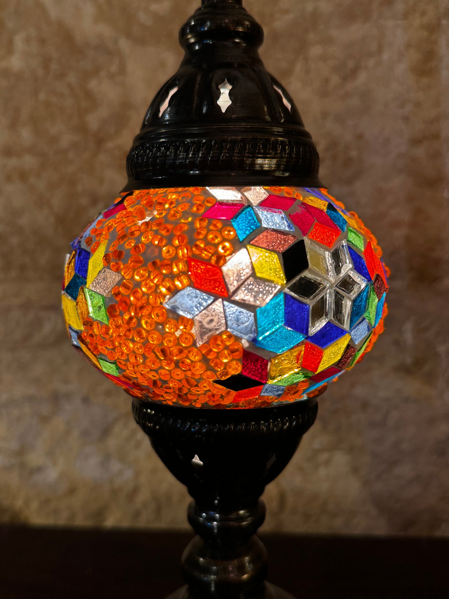 Turkish mosaic glass lampshade lamp, ethnic furniture 12S