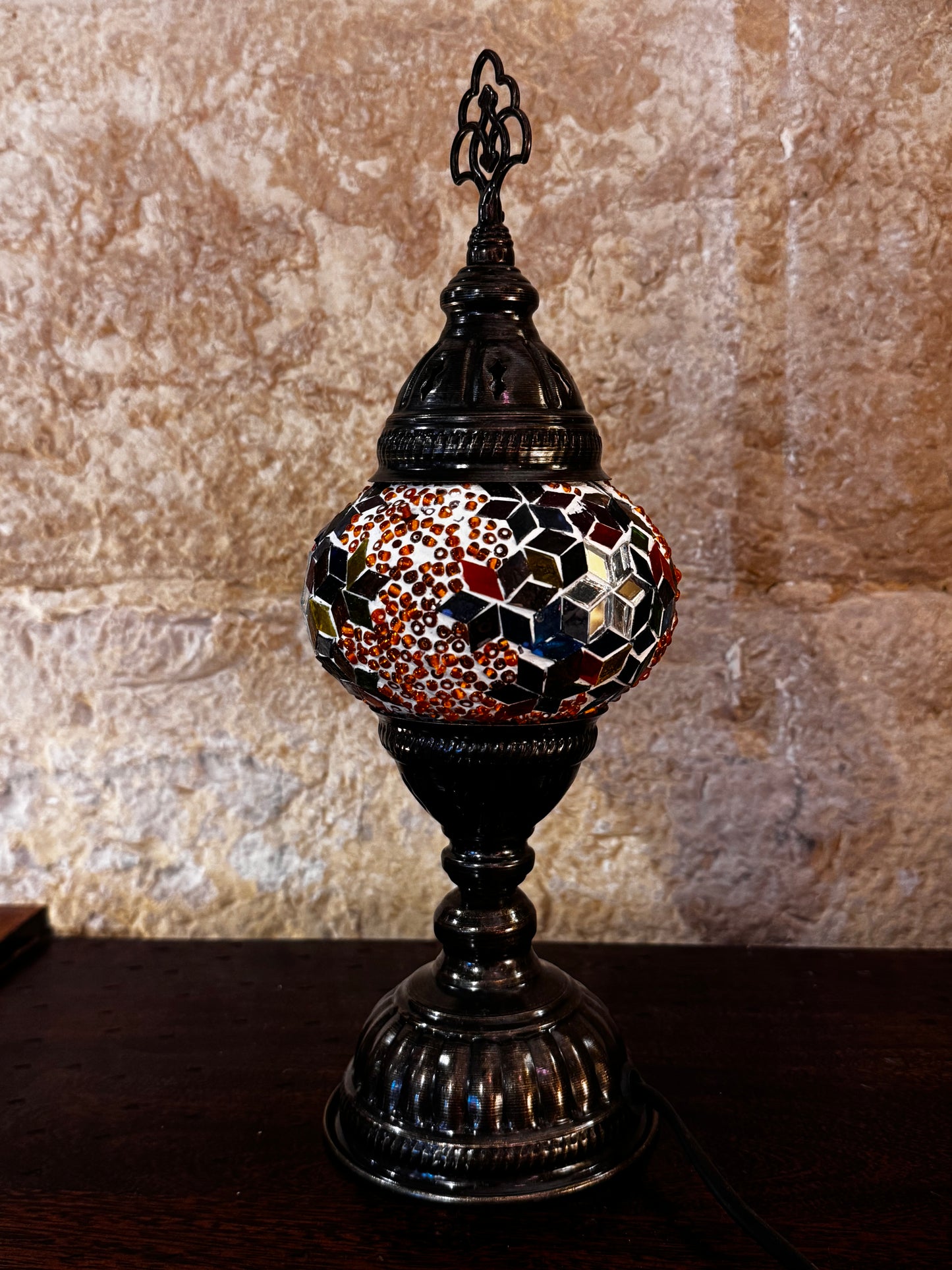 Turkish mosaic glass lampshade lamp, ethnic furniture 12S