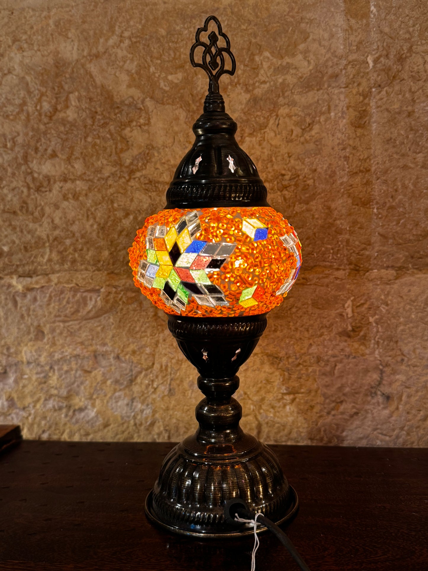 Türkische Mosaikglas-Lampenschirmlampe, ethnische Möbel 13S