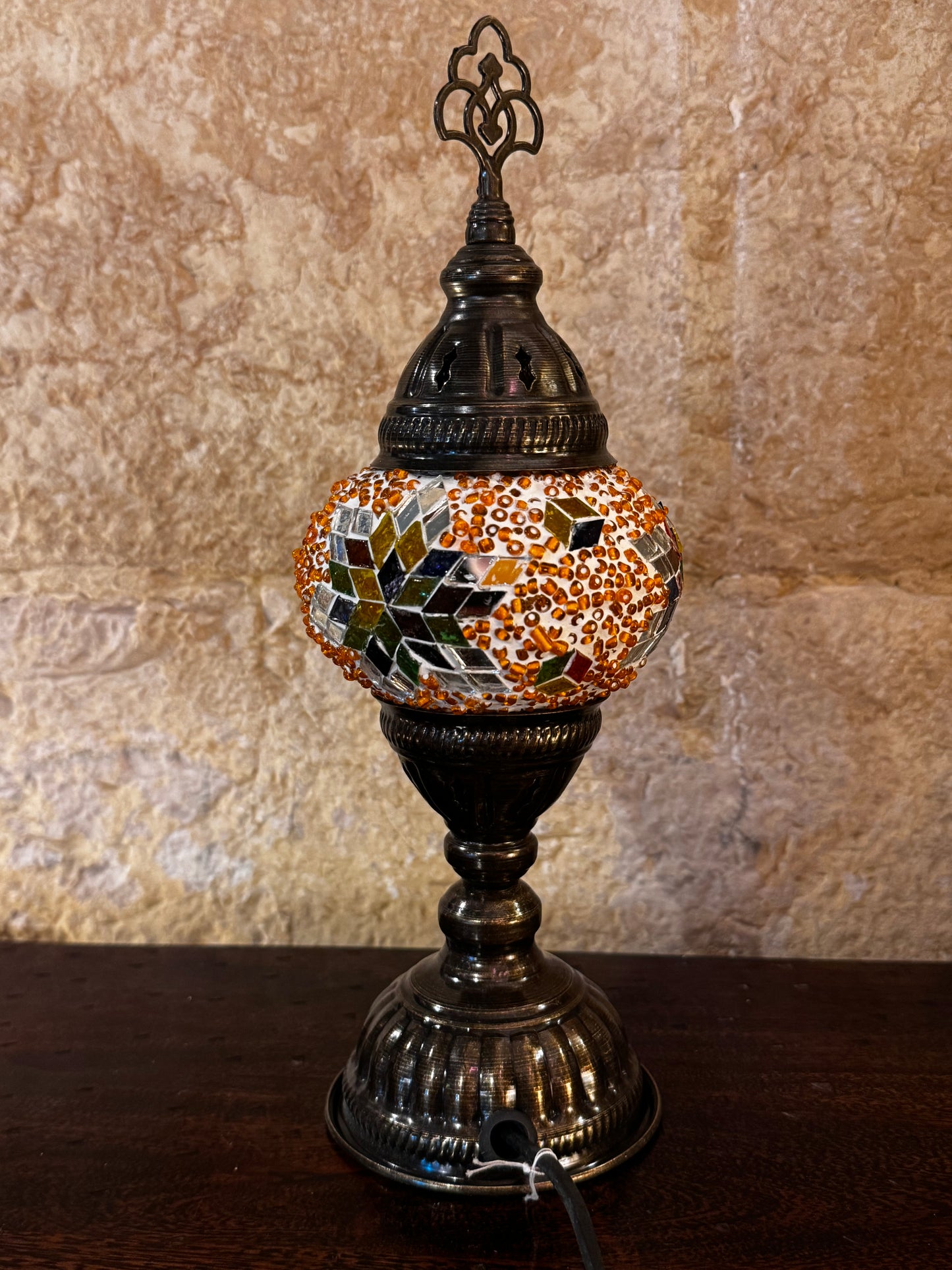 Türkische Mosaikglas-Lampenschirmlampe, ethnische Möbel 13S