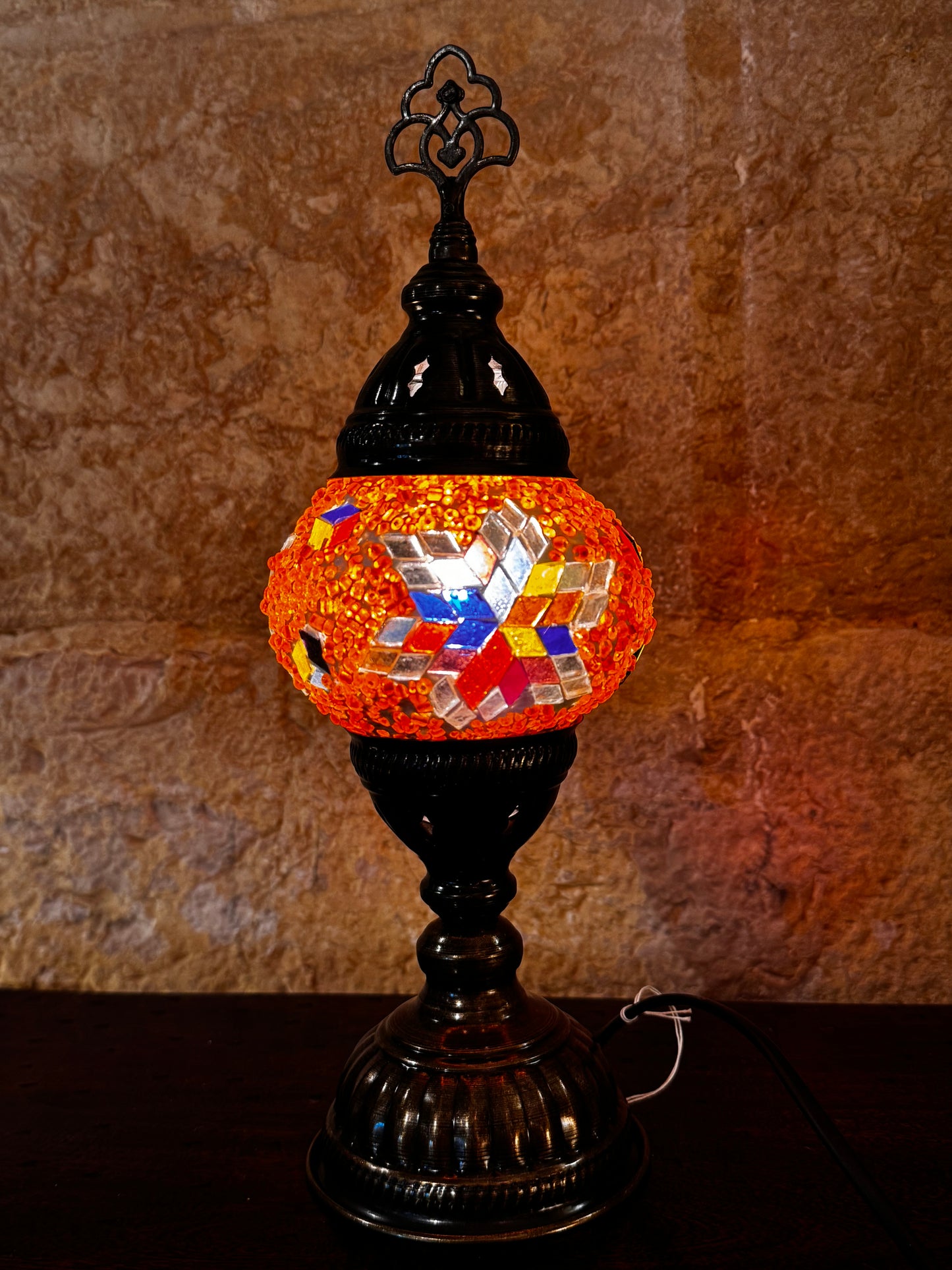 Turkish mosaic glass lampshade lamp, ethnic furniture 14S