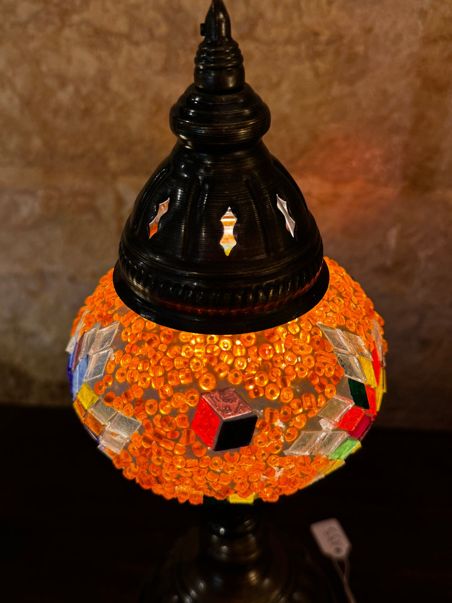 Turkish mosaic glass lampshade lamp, ethnic furniture 14S