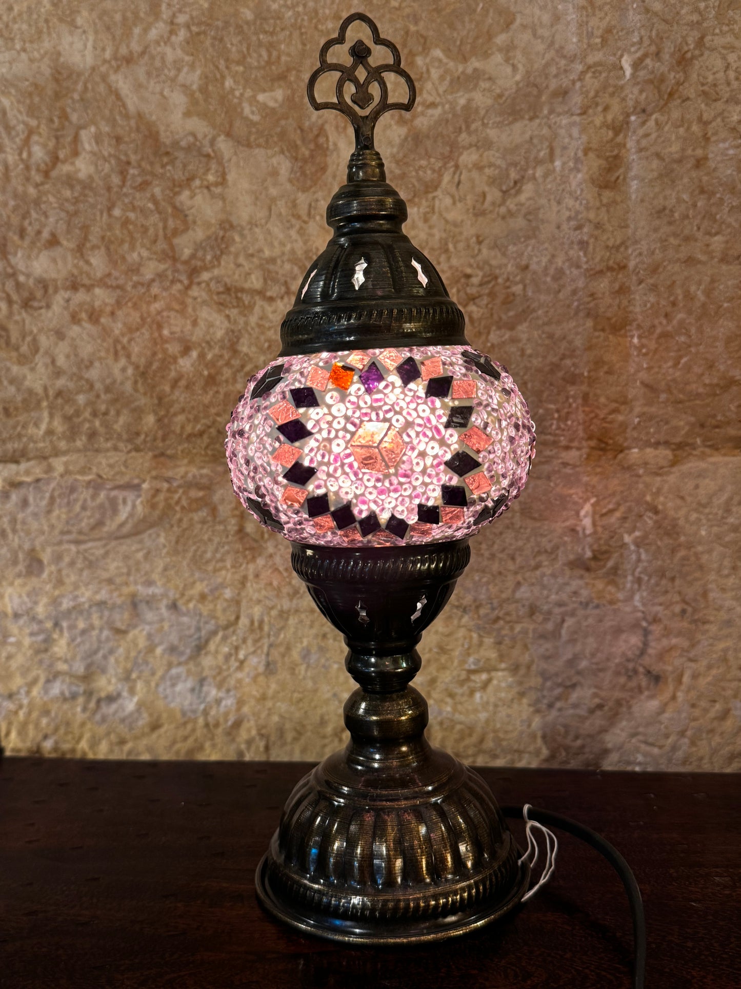 Türkische Mosaikglas-Lampenschirmlampe, ethnische Möbel 17S