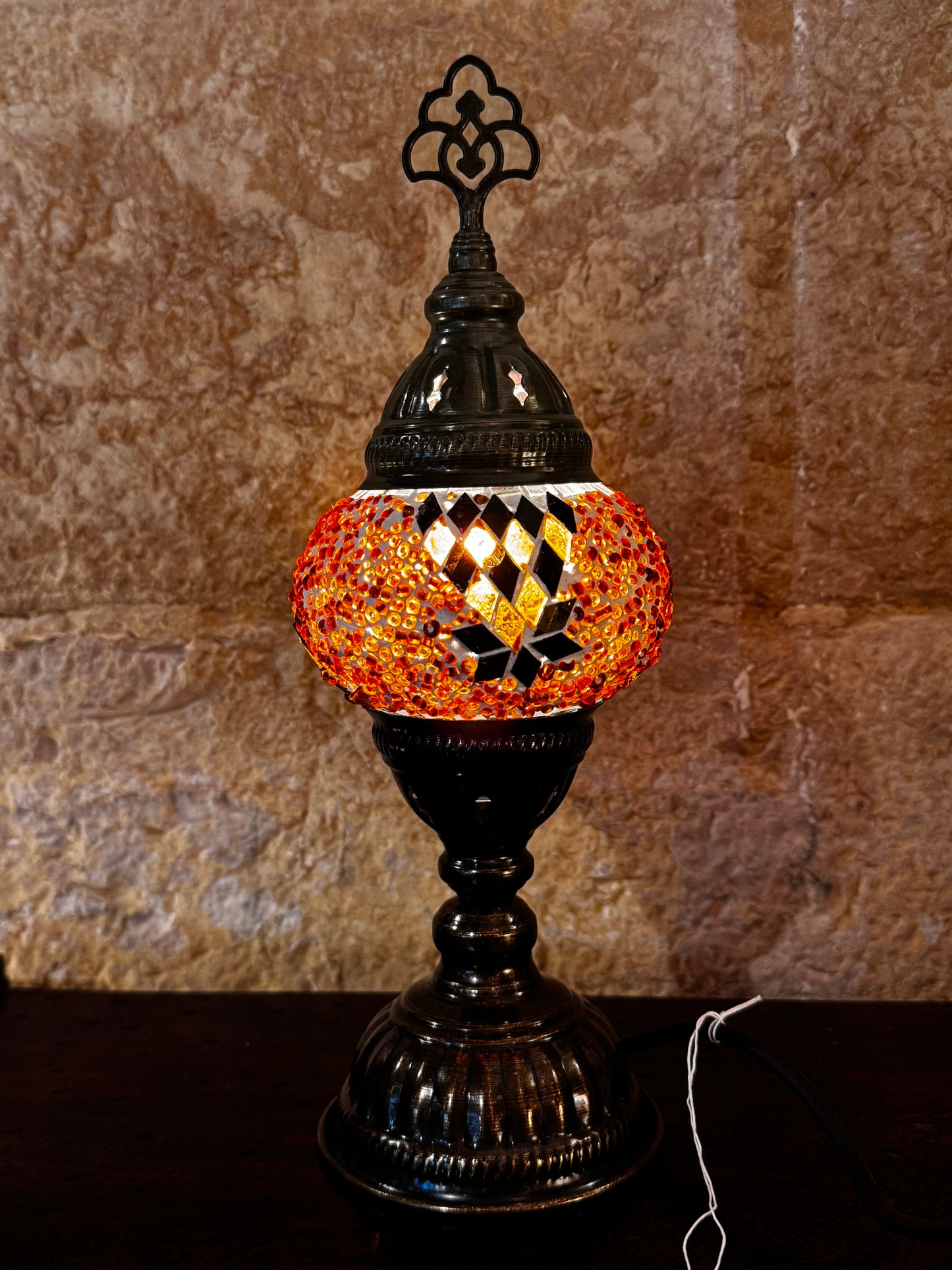 Türkische Mosaikglas-Lampenschirmlampe, ethnische Möbel aus dem 18. Jahrhundert