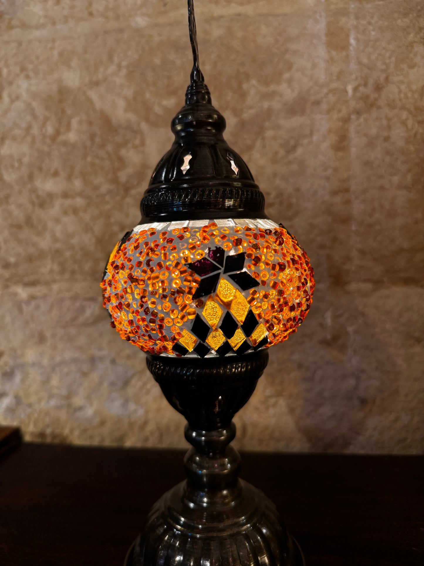 Türkische Mosaikglas-Lampenschirmlampe, ethnische Möbel aus dem 18. Jahrhundert