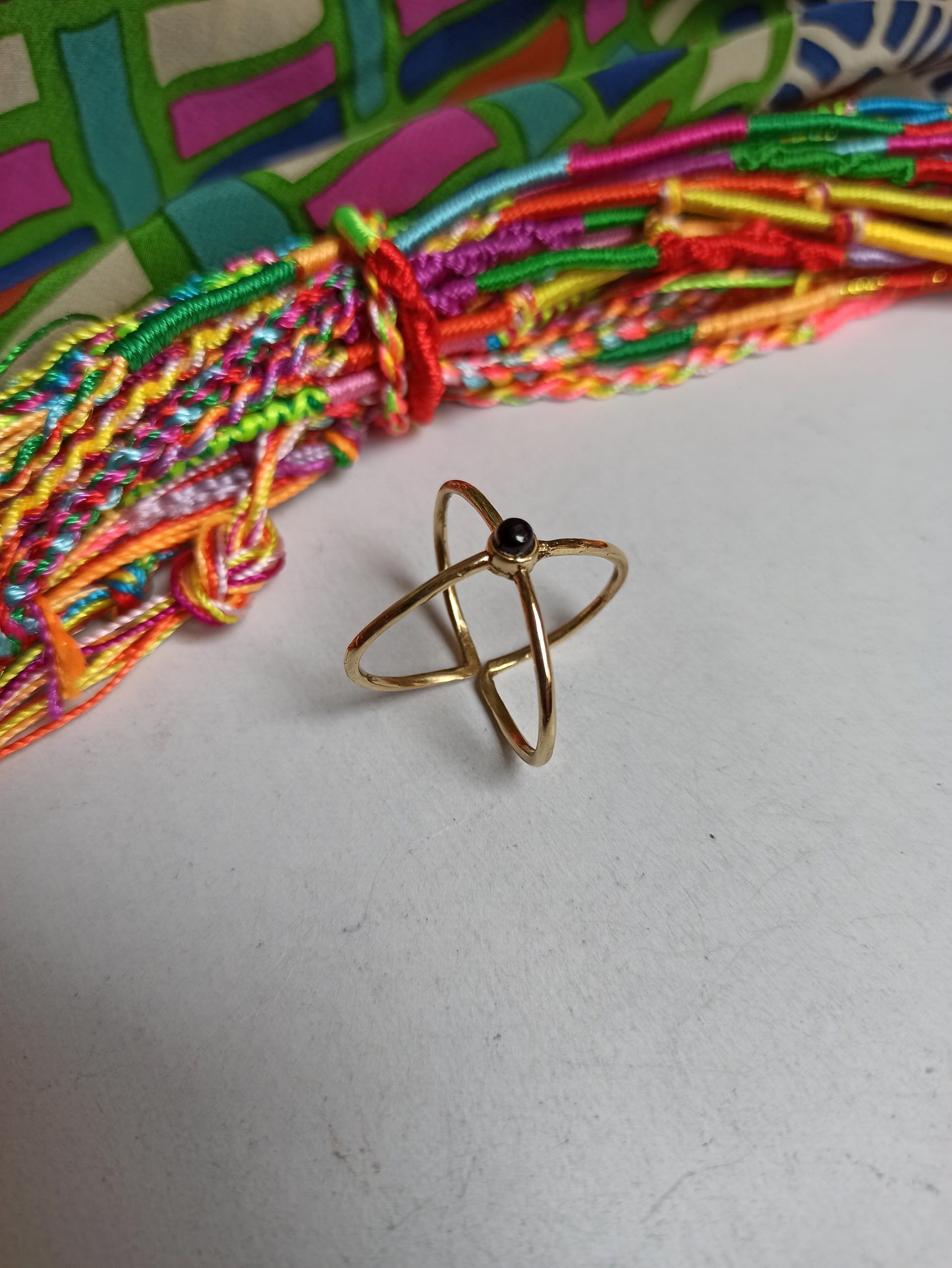 Golden onyx infinity boho ring