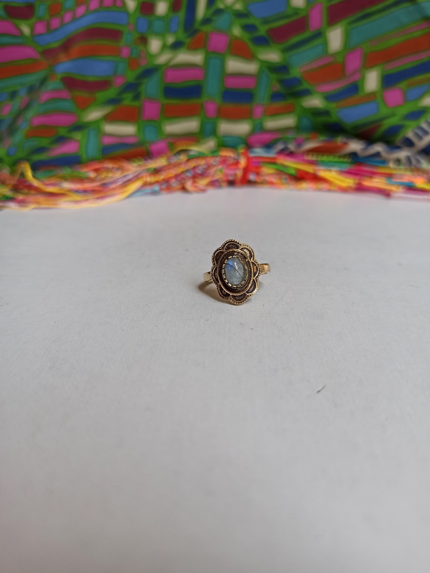 Golden labradorite boho ring