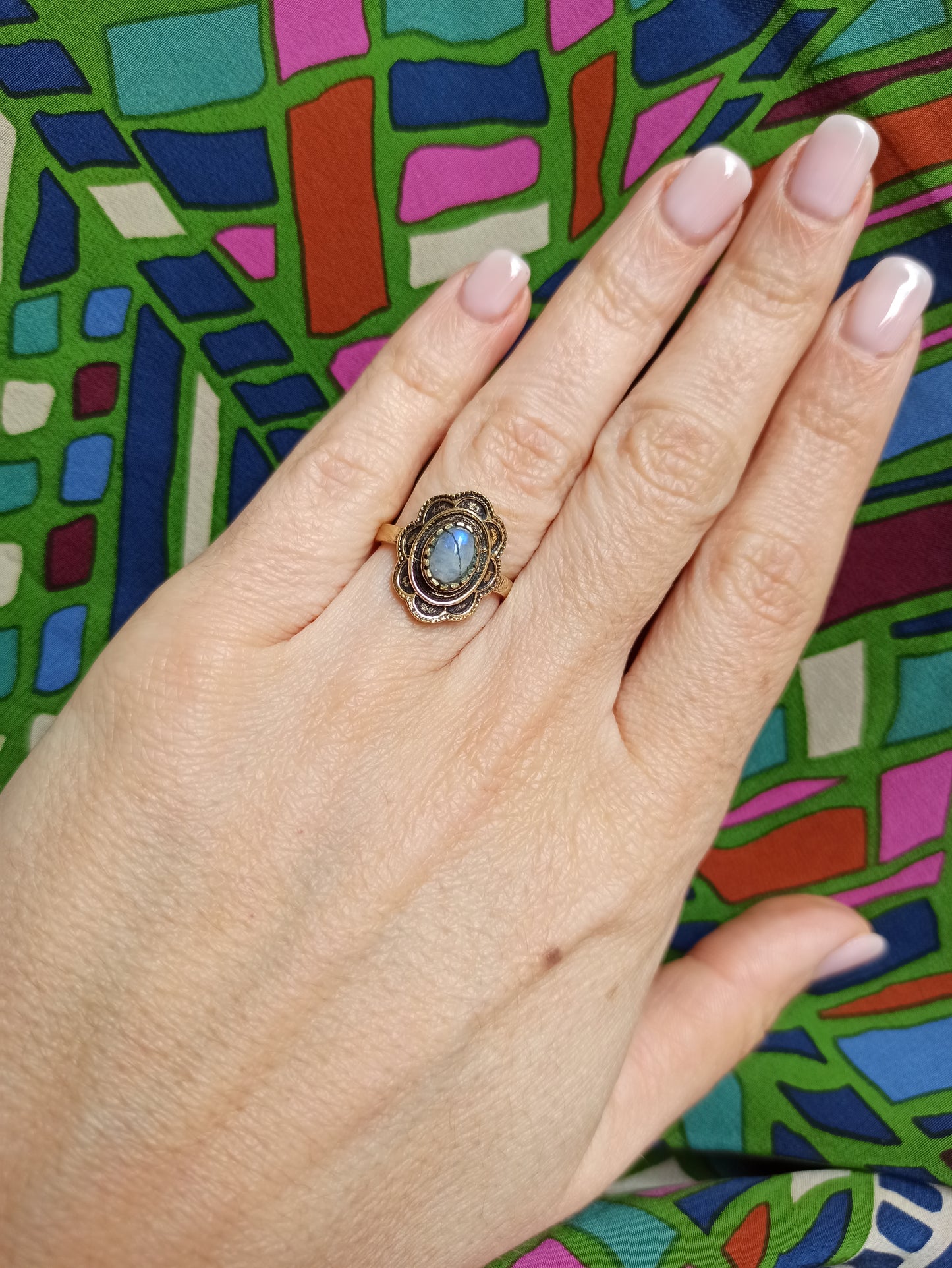 Golden labradorite boho ring