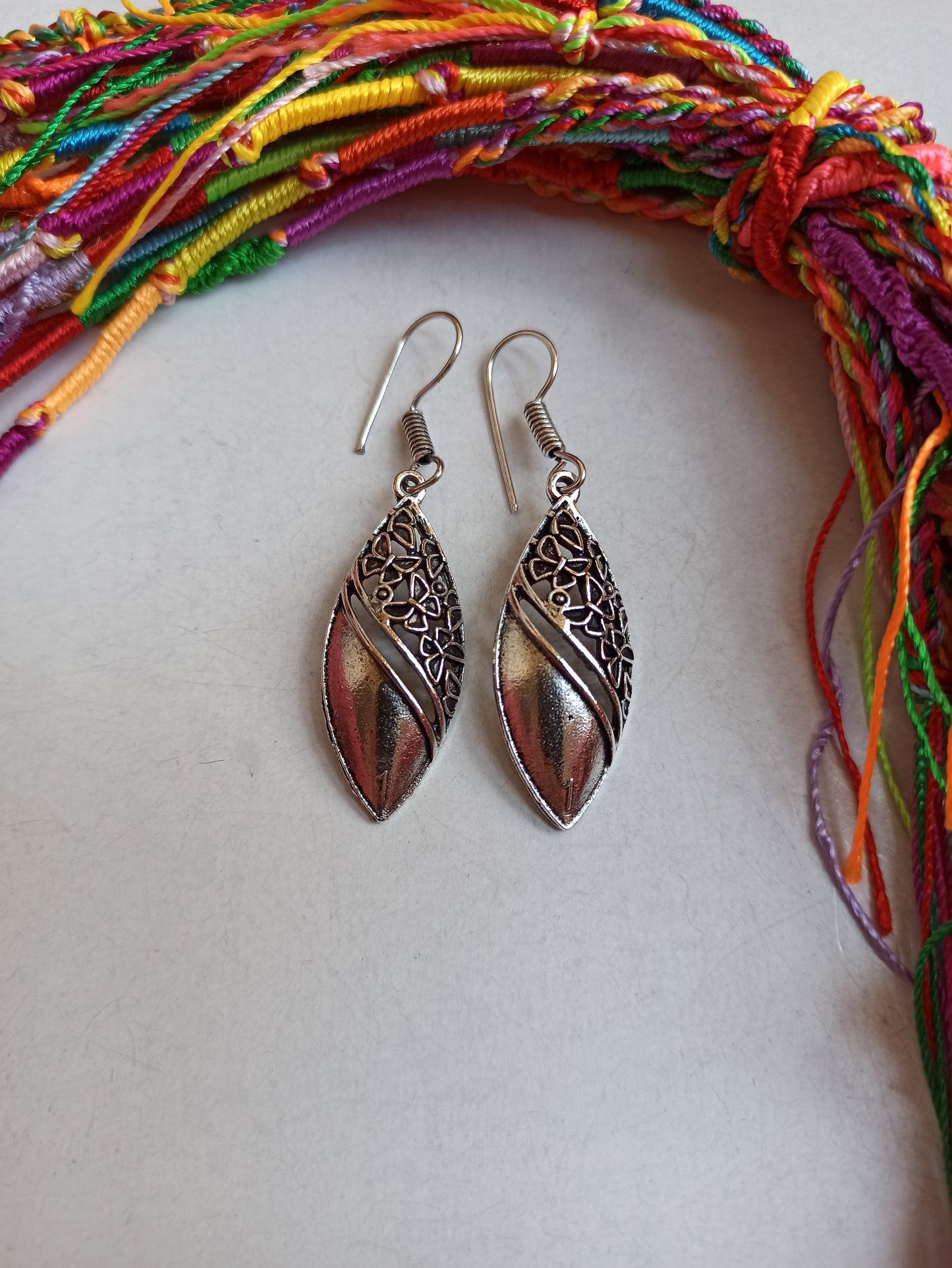 Boho silver butterfly drop earrings