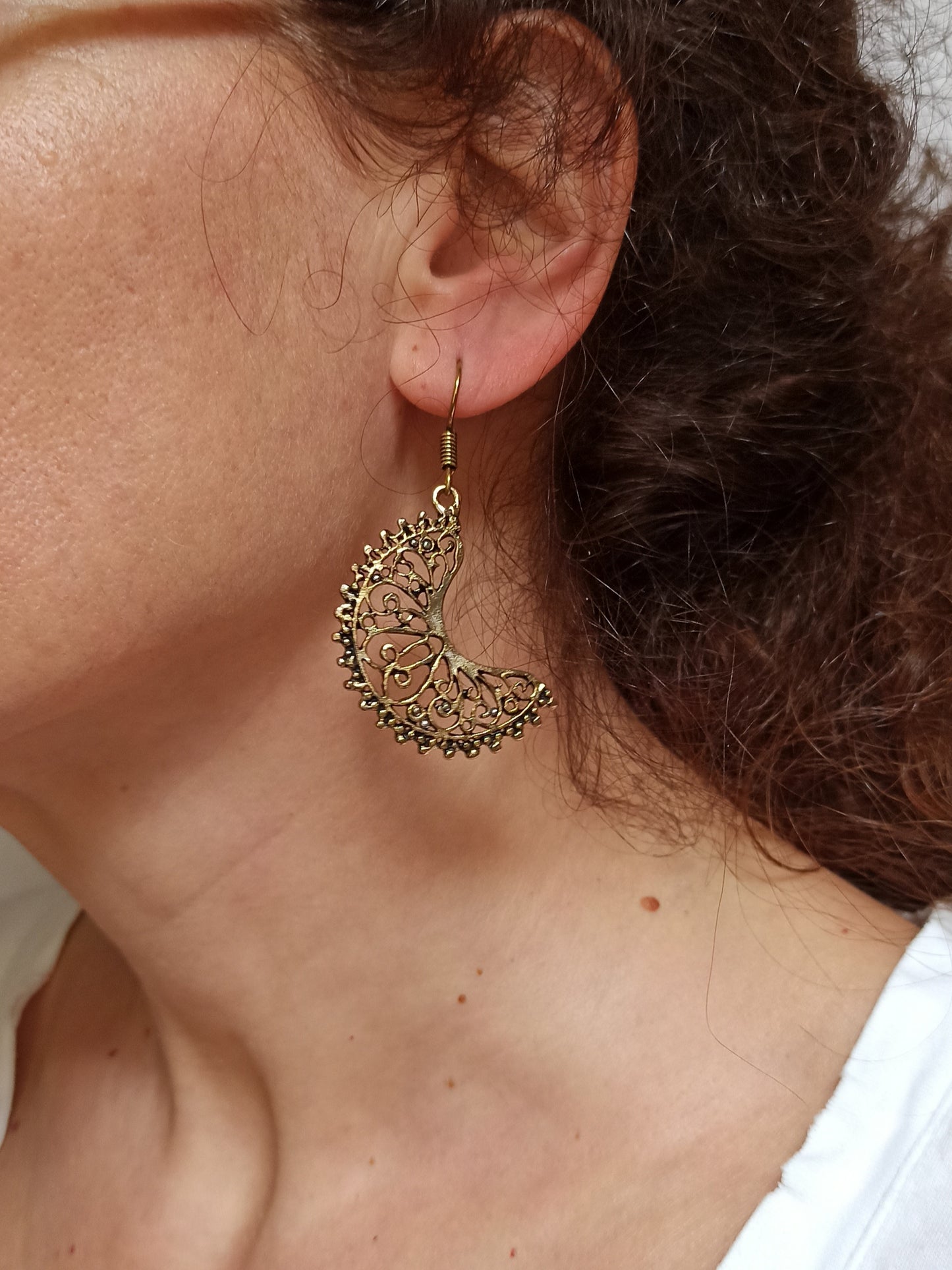 Golden moon boho earrings