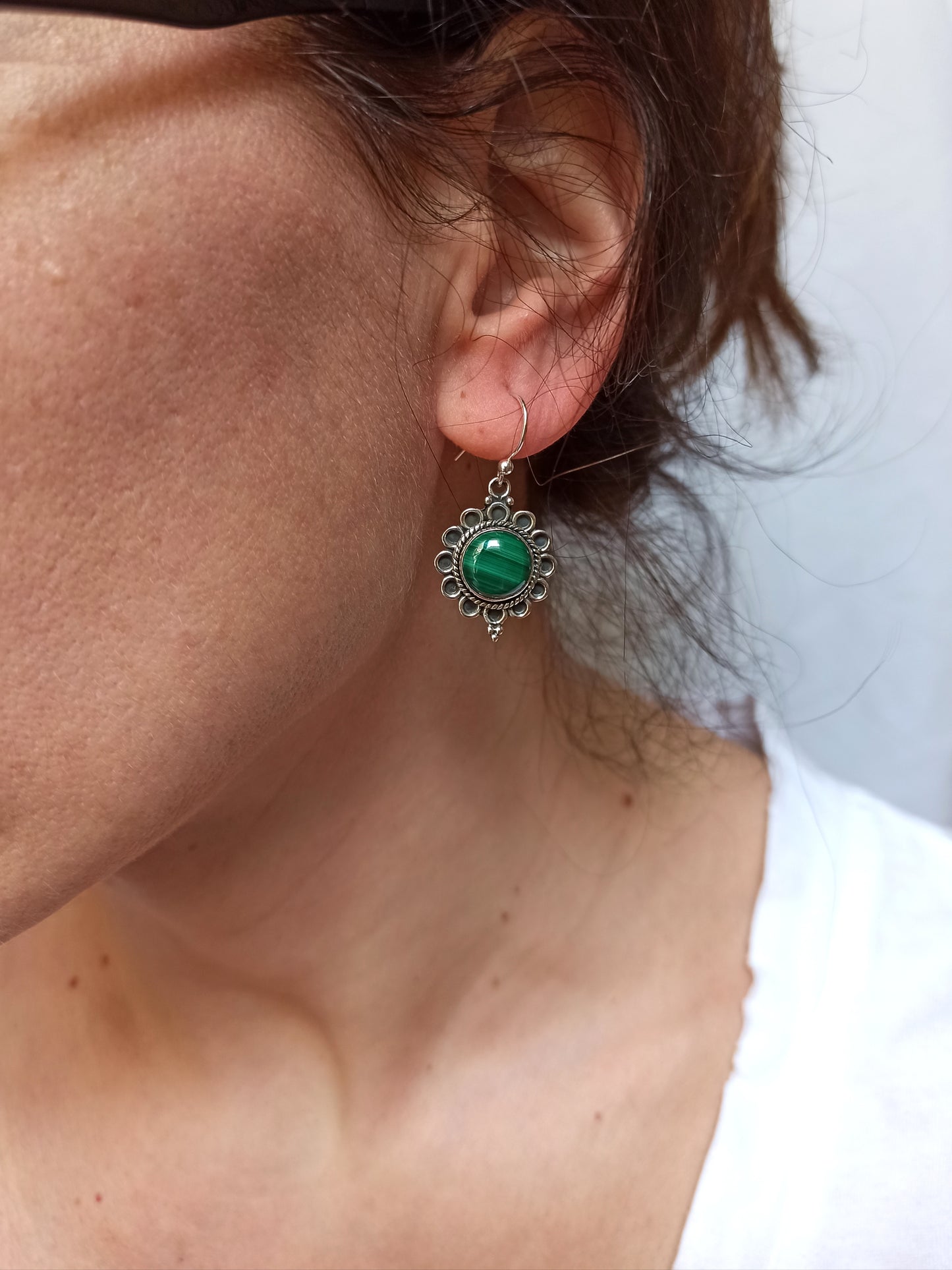 Malachite 925 silver earrings