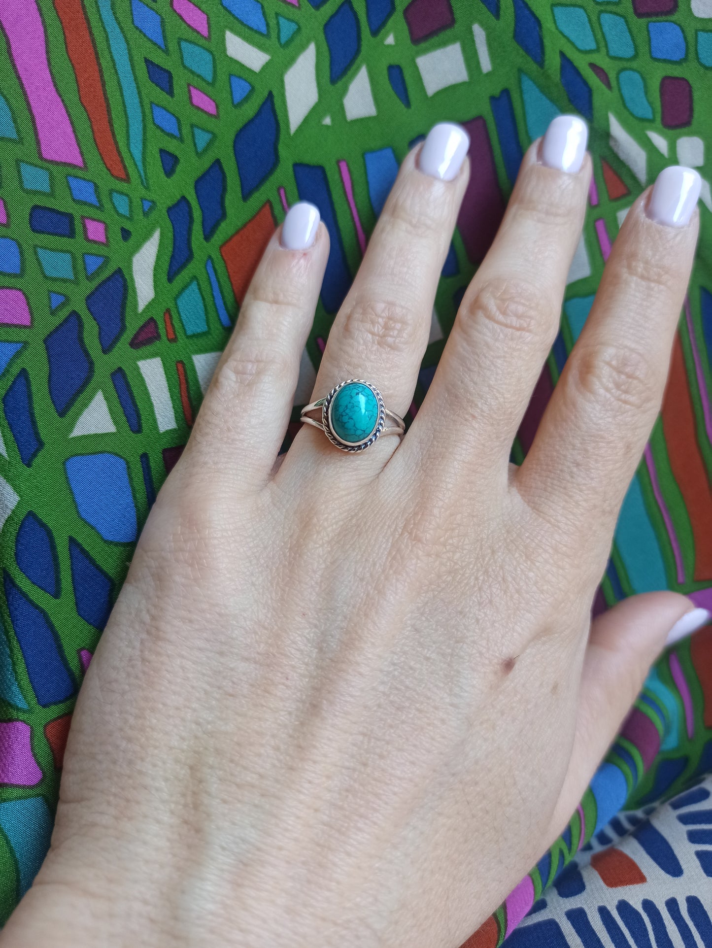 Turquoise 925 silver ring D134