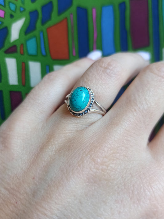 Turquoise 925 silver ring D134