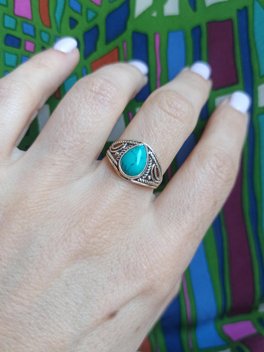 Turquoise 925 silver ring D133