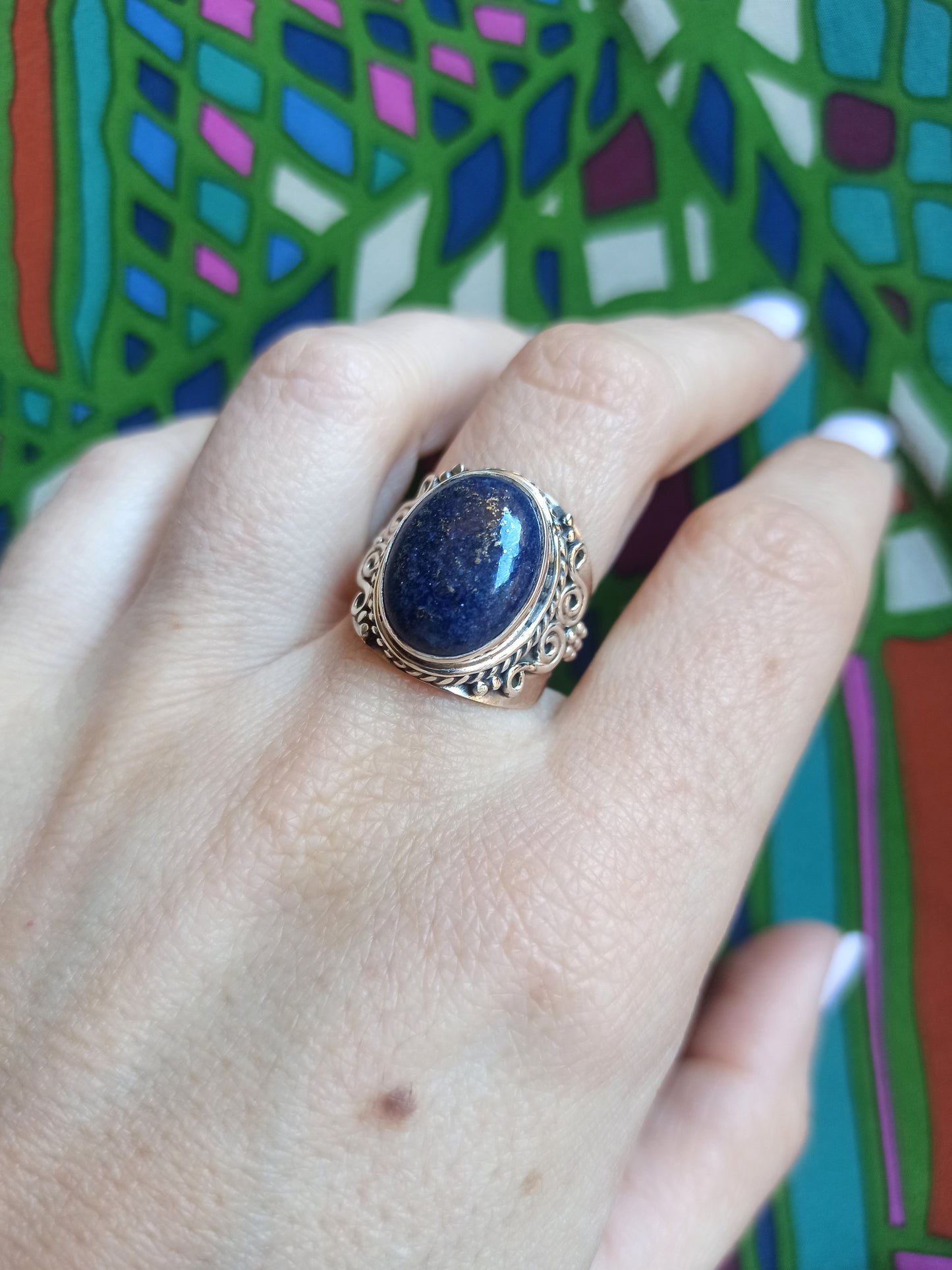 925 lapis lazuli silver ring D129