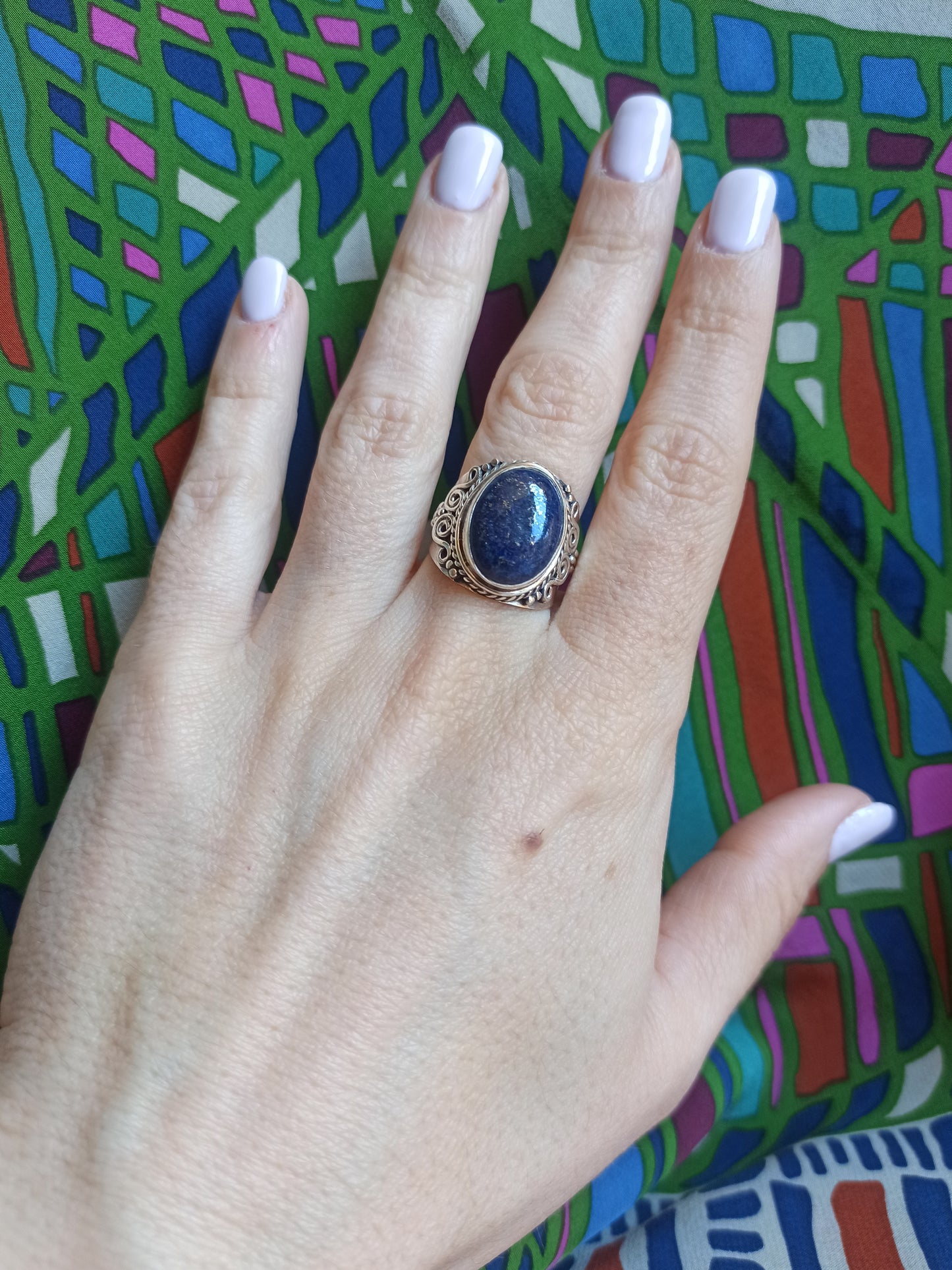 925 lapis lazuli silver ring D129