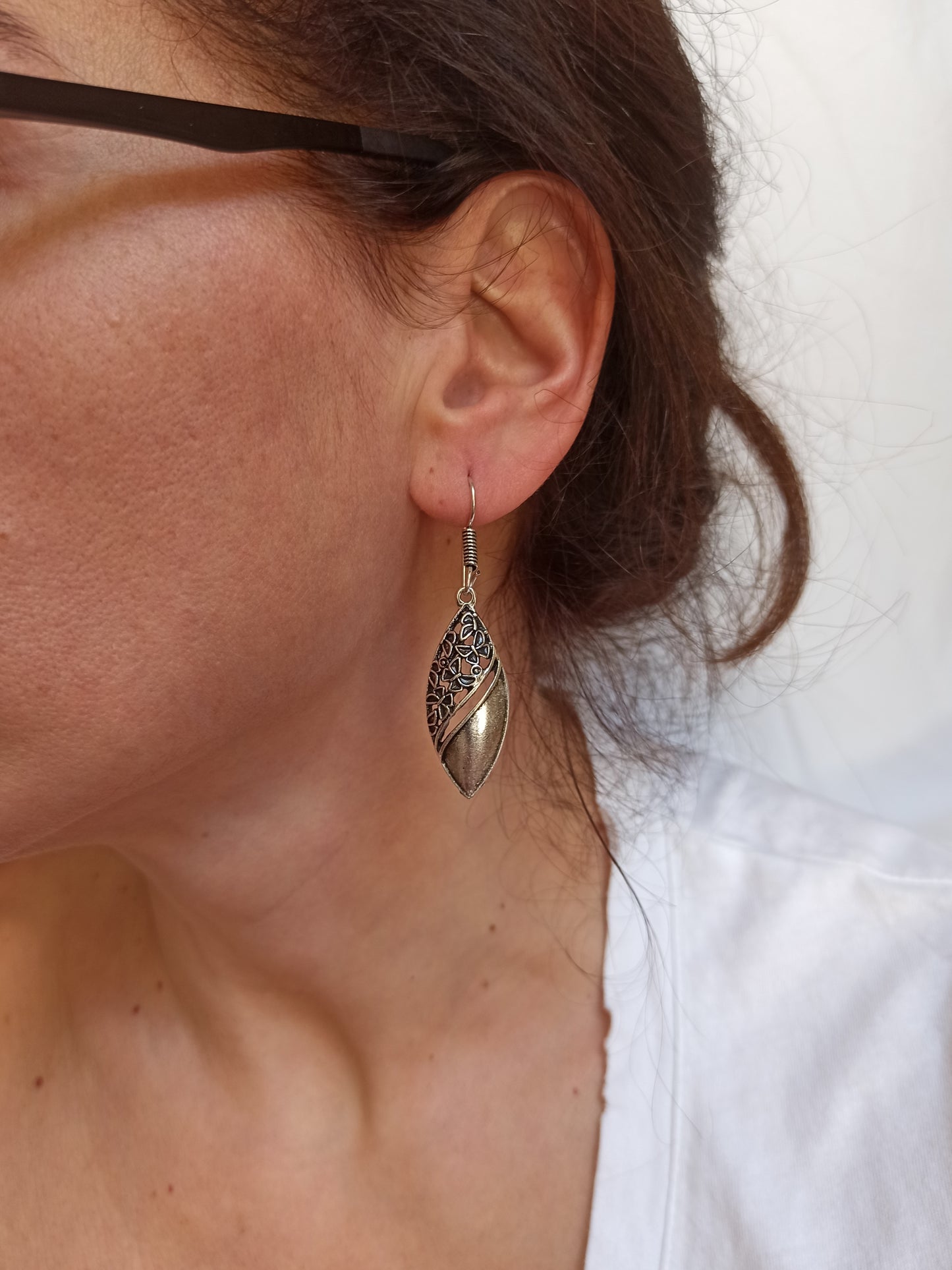 Boho silver butterfly drop earrings