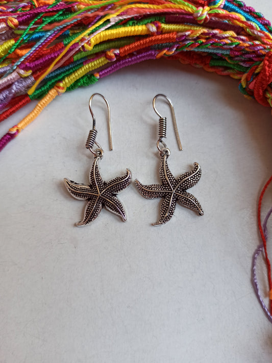 Navy strlla silver boho earrings