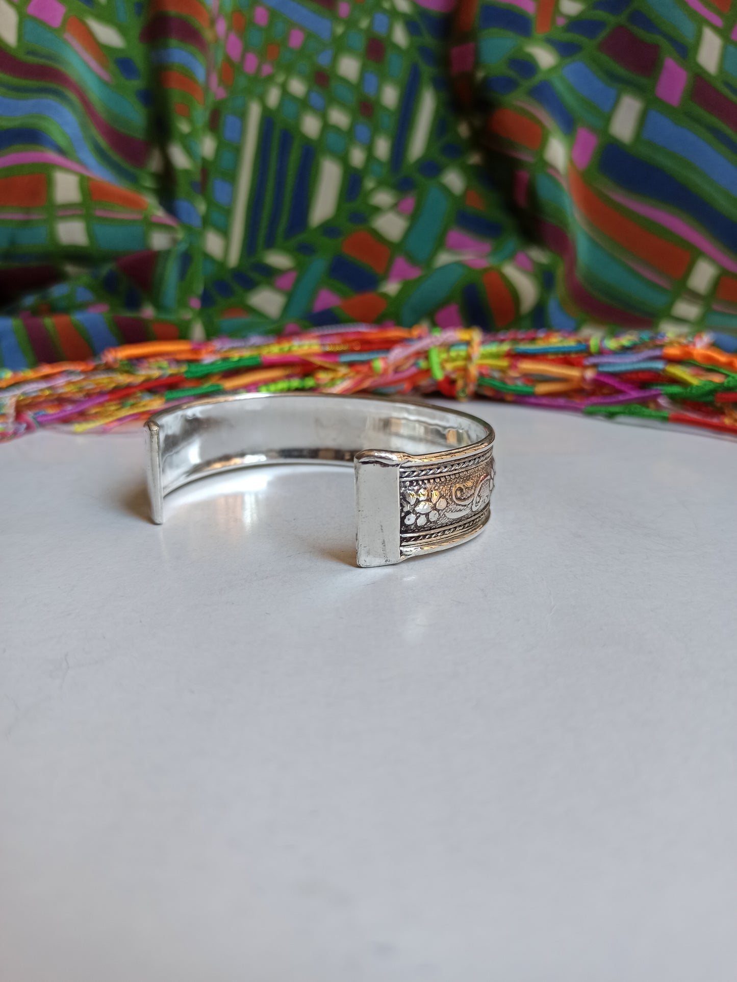 Thin silver bangle bracelet