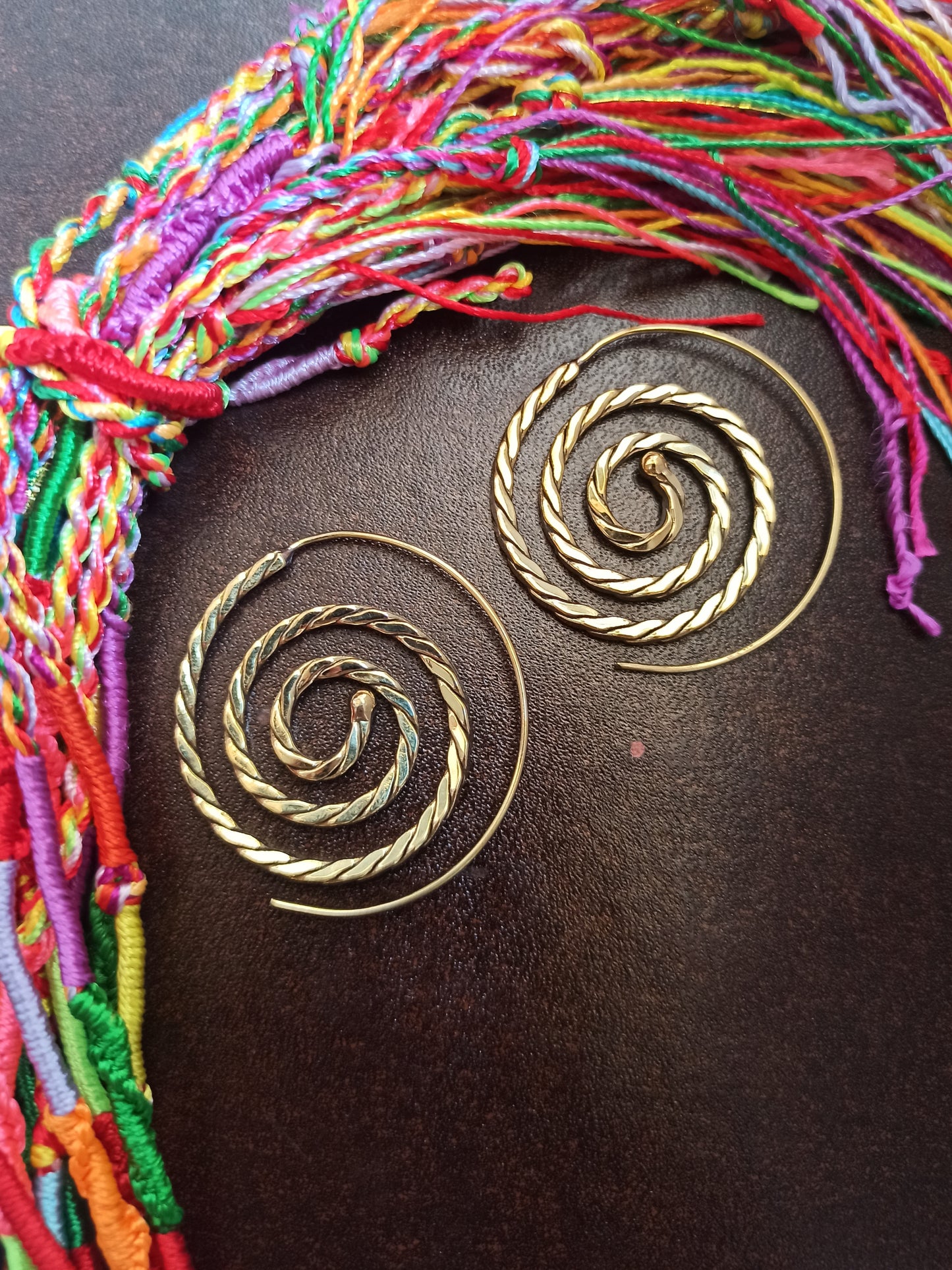 Boho spiral oblique lines earrings