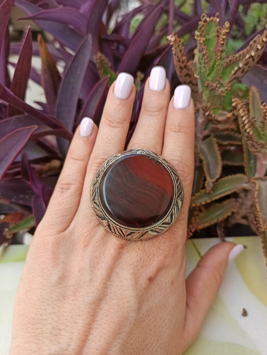 Antique vintage agate stone ring