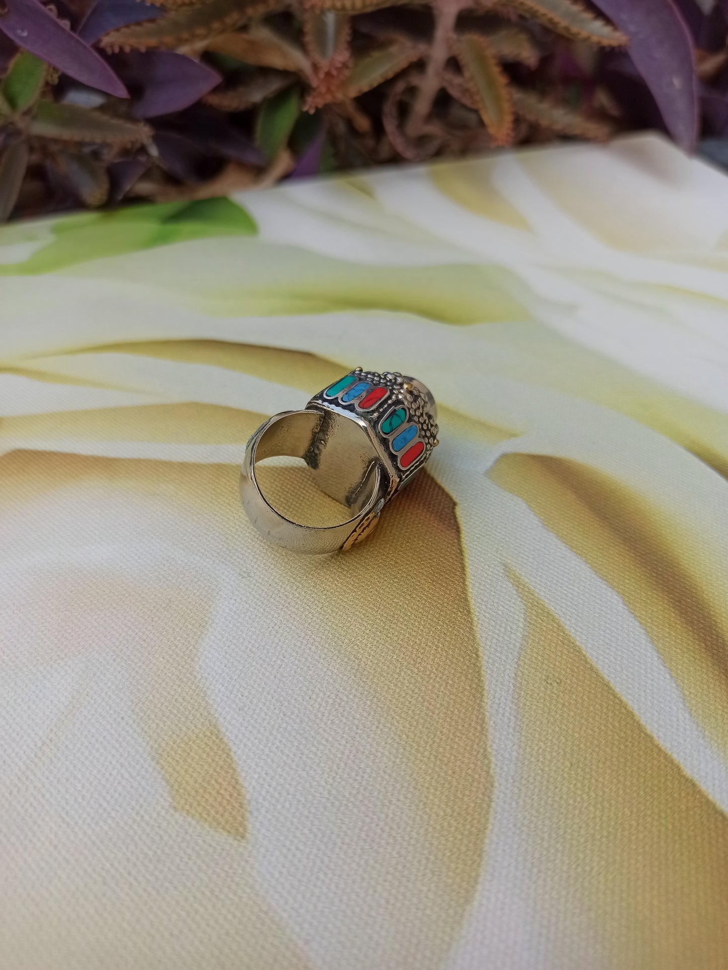 Large antique vintage turquoise paste seal ring