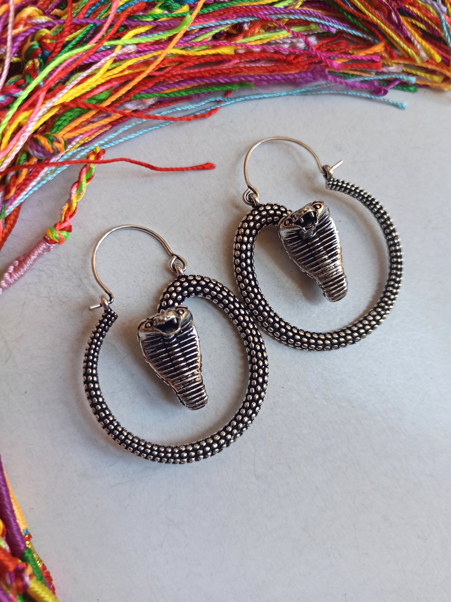 Cobra silver boho earrings