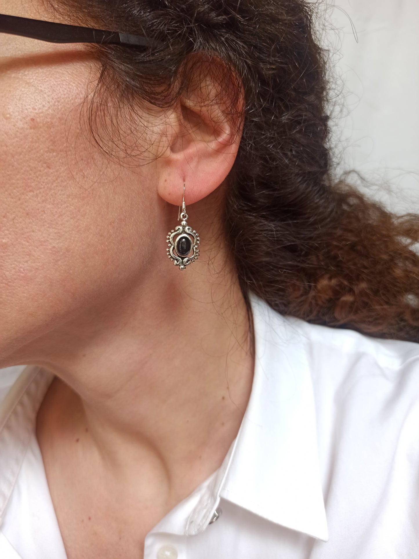 Black onyx 925 silver earrings