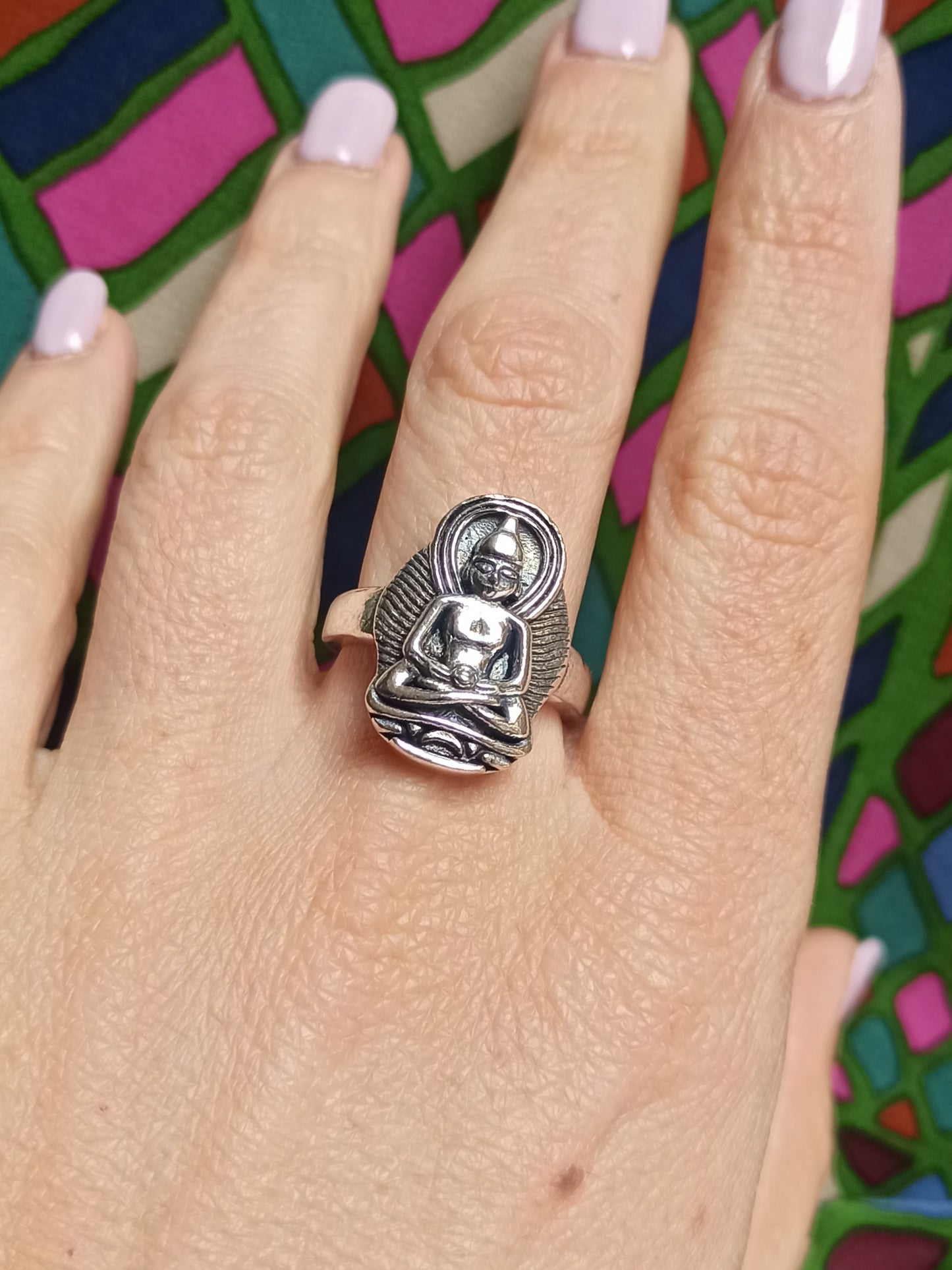 Silberner Boho-Buddha-Ring