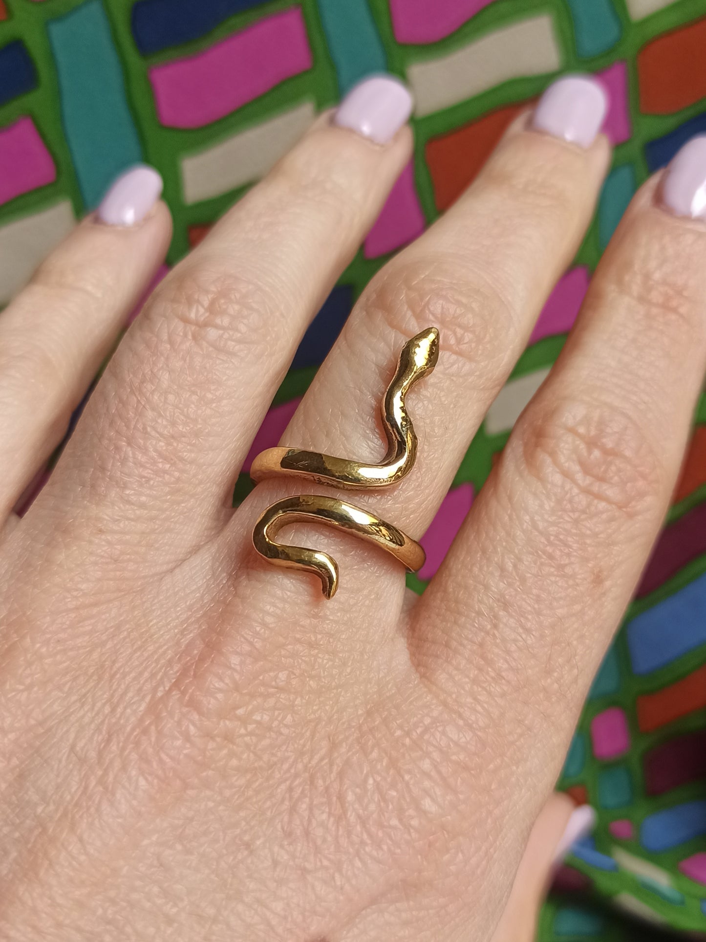 Smooth snake golden boho ring