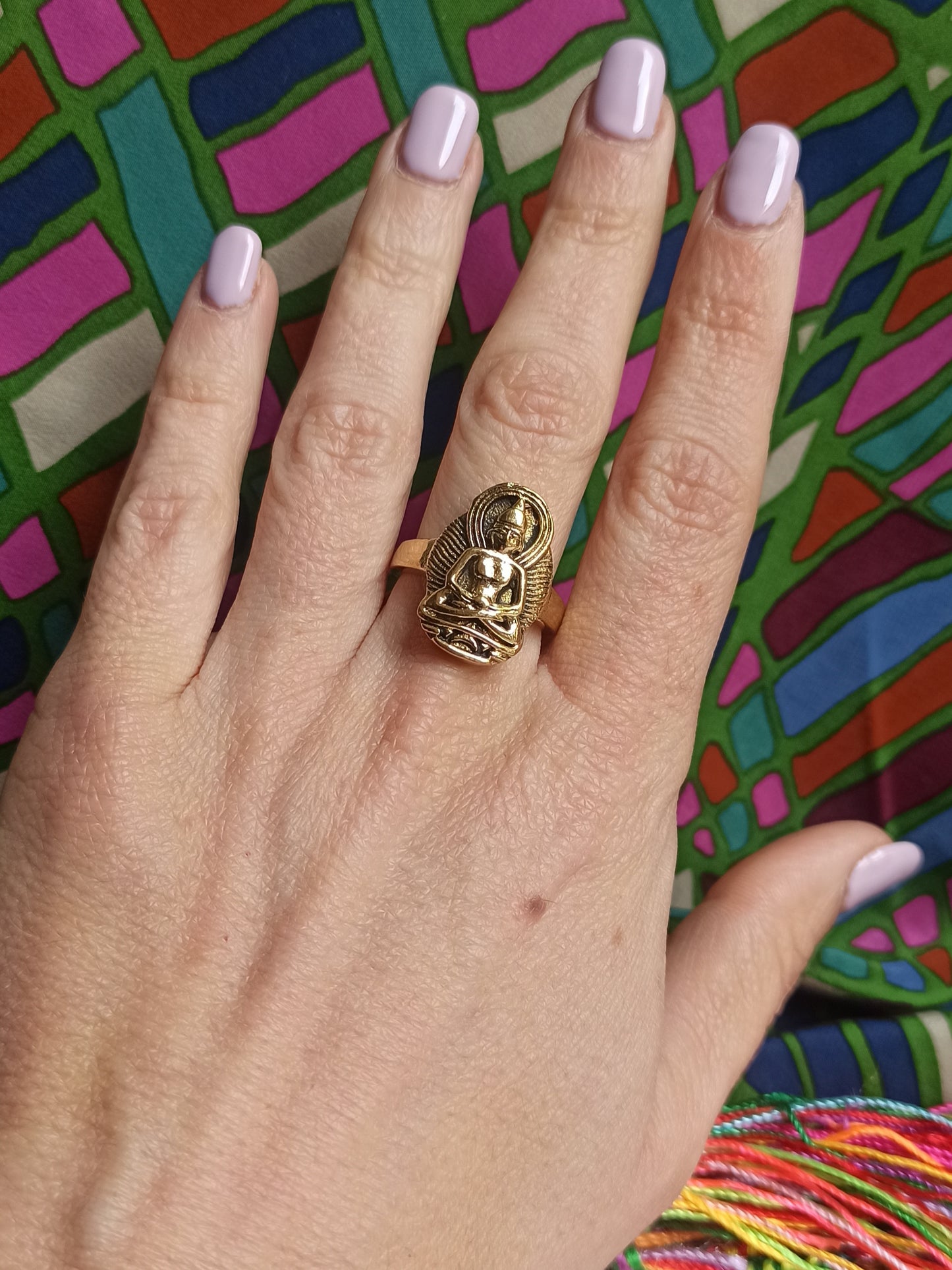 Golden Buddha boho ring