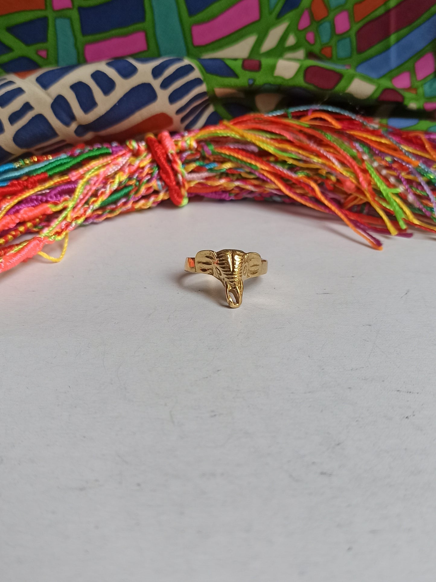 Golden elephant boho ring