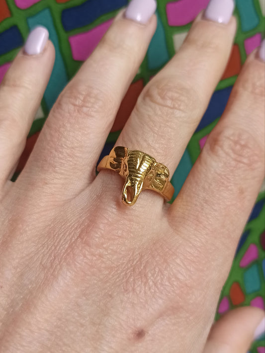 Golden elephant boho ring