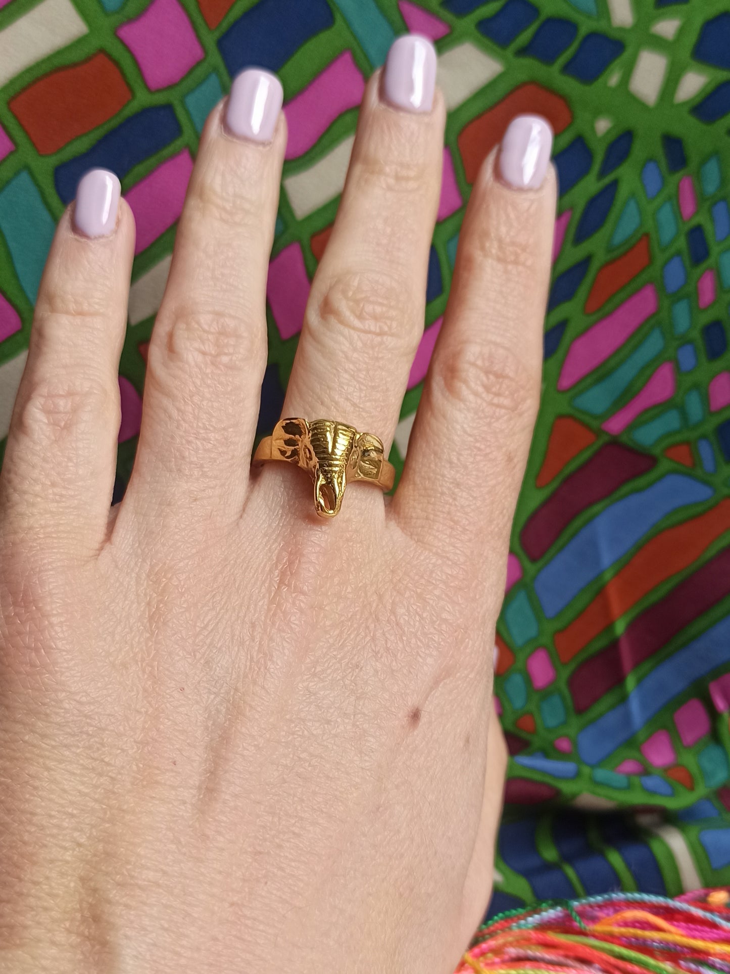 Golden elephant boho ring