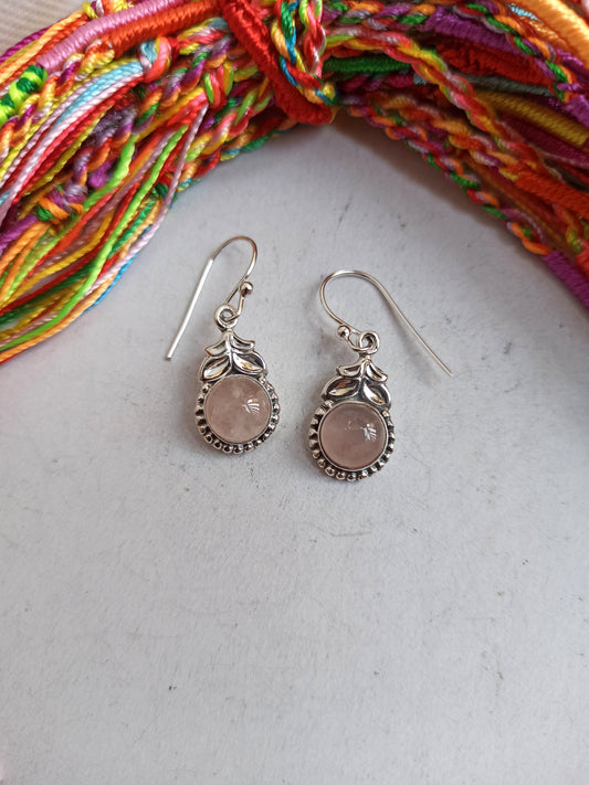 Rose quartz 925 silver earrings