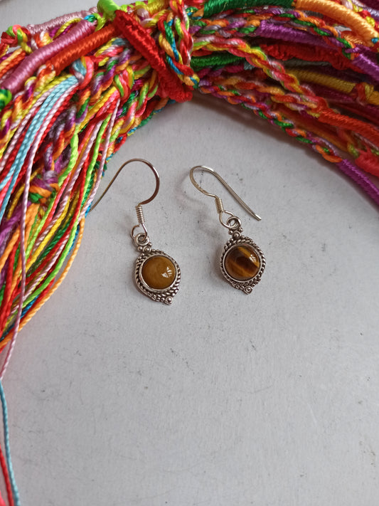 925 silver tiger eye earrings