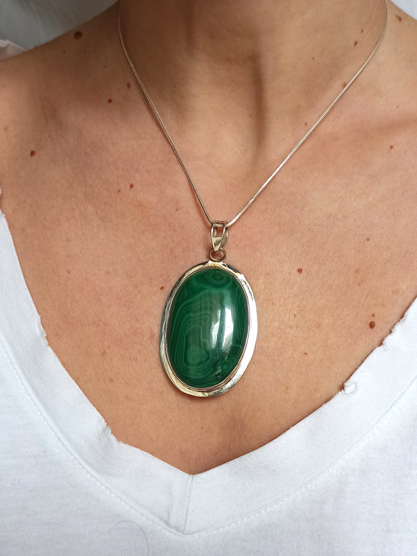 925 malachite silver pendant