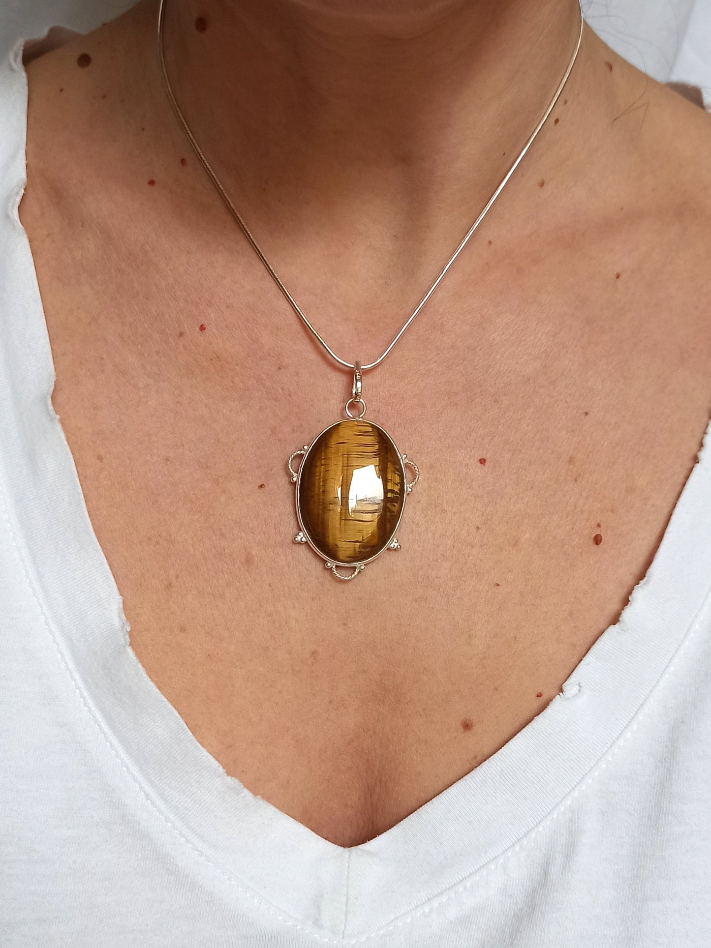 925 silver tiger eye pendant