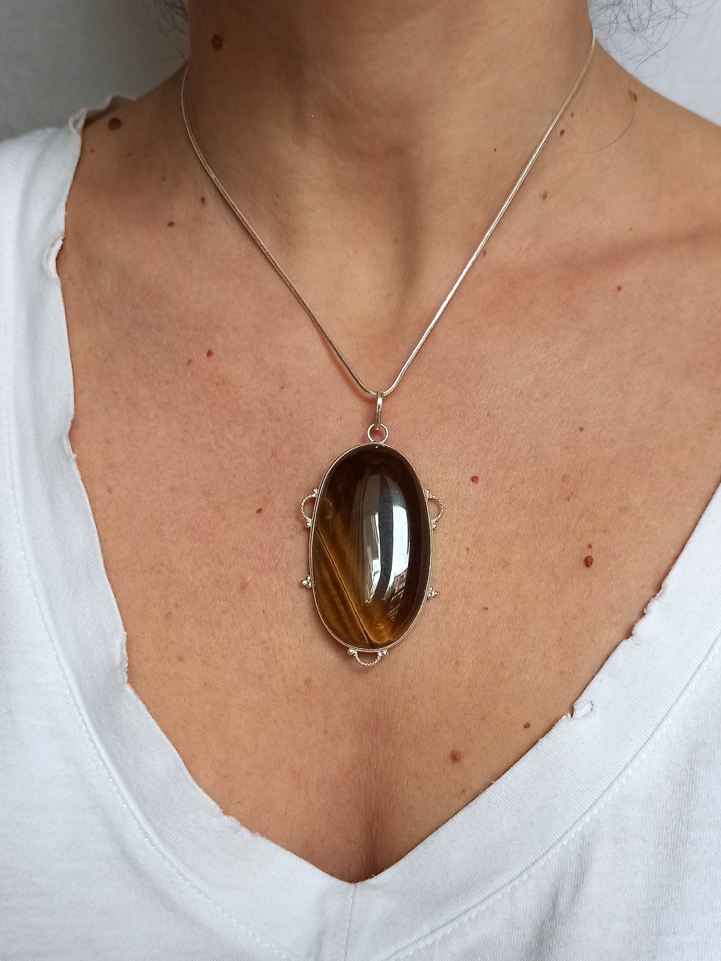 925 silver tiger eye pendant