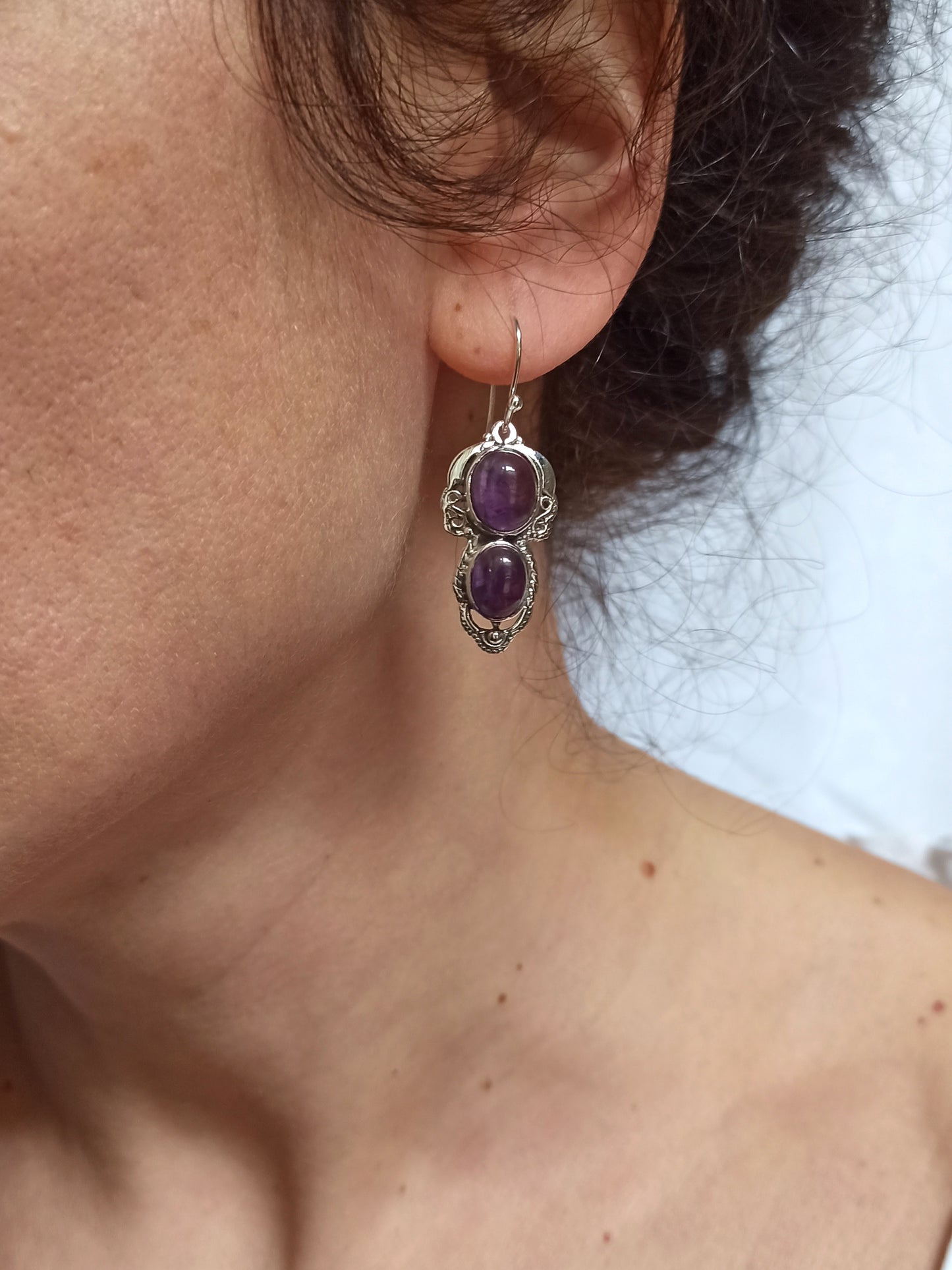 Amethyst 925 silver earrings