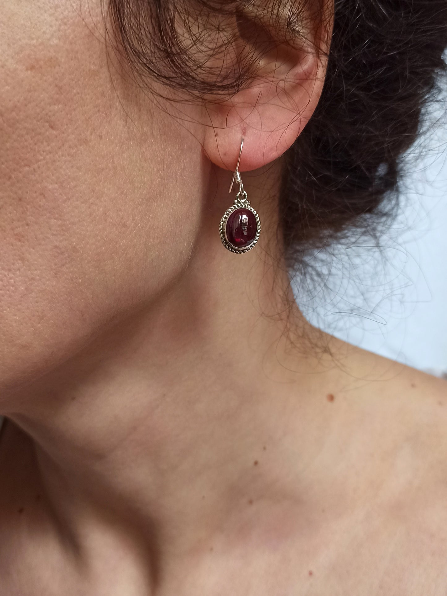 925 garnet silver earrings